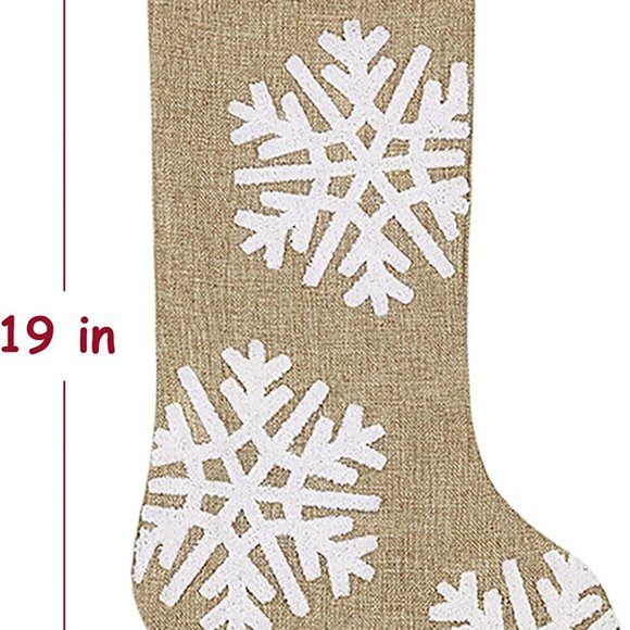 Meriwoods Burlap Christmas Stockings, 19 Inches 3 Pack Rustic Xmas Stockings NEW - Picture 3 of 6
